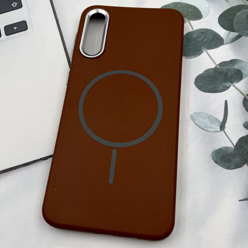 قاب گوشی Galaxy A30S / Galaxy A50S / Galaxy A50 سامسونگ Silicon Case سیلیکونی طرح مگ سیف Magsafe لنز کروم سوزنی قهوه ای کد 31383 - Image 2