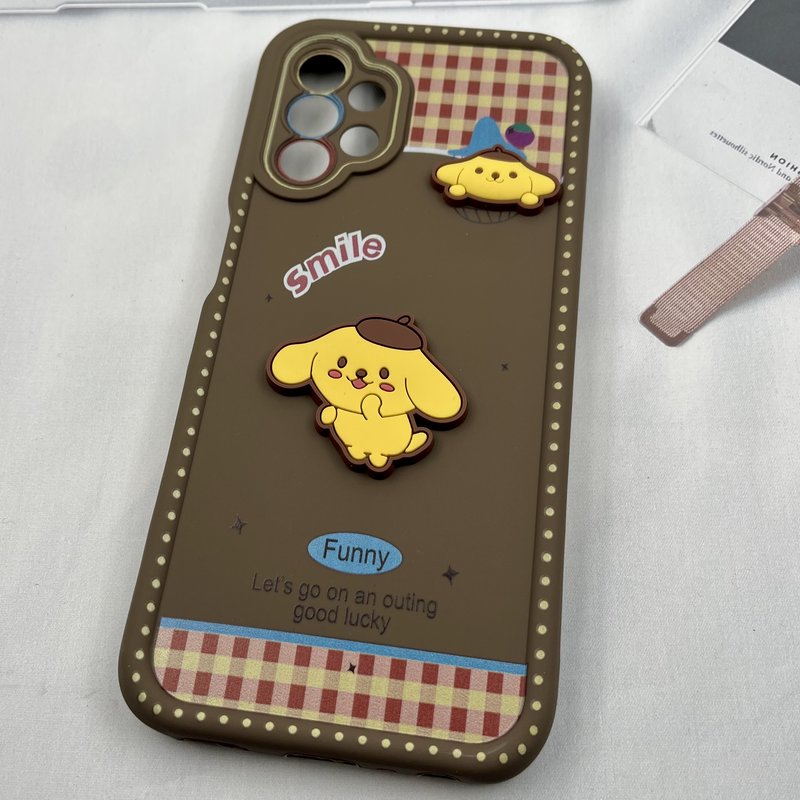 قاب گوشی Galaxy A13 4G / Galaxy A04S سامسونگ Happy Case عروسکی برجسته محافظ لنز دار Cute سگ قهوه ای کد 35795 - Image 2