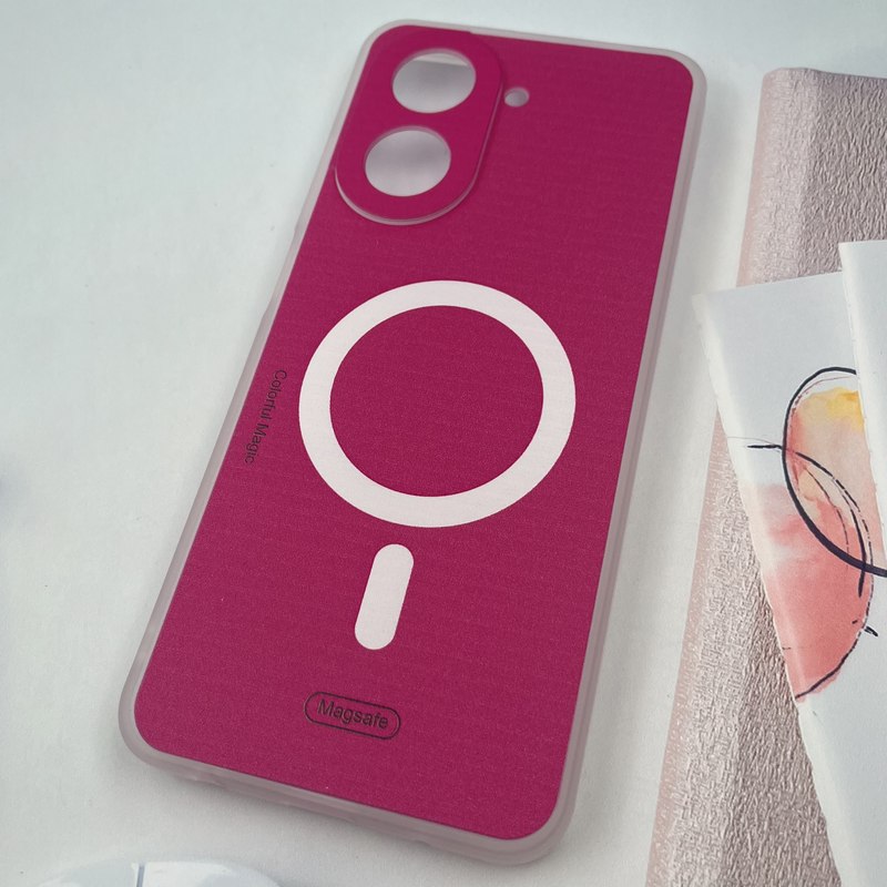 قاب گوشی Redmi A5 / Poco C71 شیائومی Colorfull Case سیلیکونی طرح مگ سیف Magsafe محافظ لنز دار سرخابی کد 378616 - Image 2