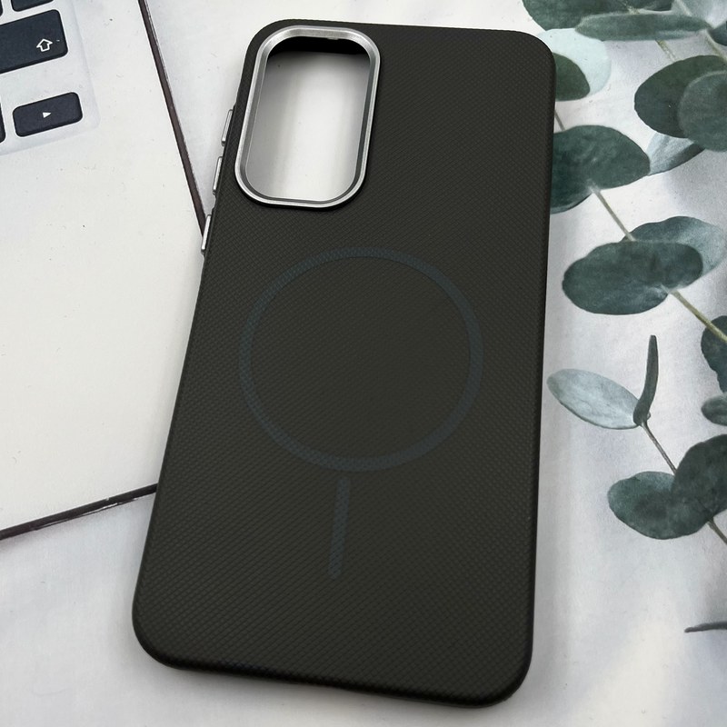 قاب گوشی Galaxy A55 سامسونگ Silicon Case سیلیکونی طرح مگ سیف Magsafe لنز کروم سوزنی تیتانیوم کد 56720 - Image 2