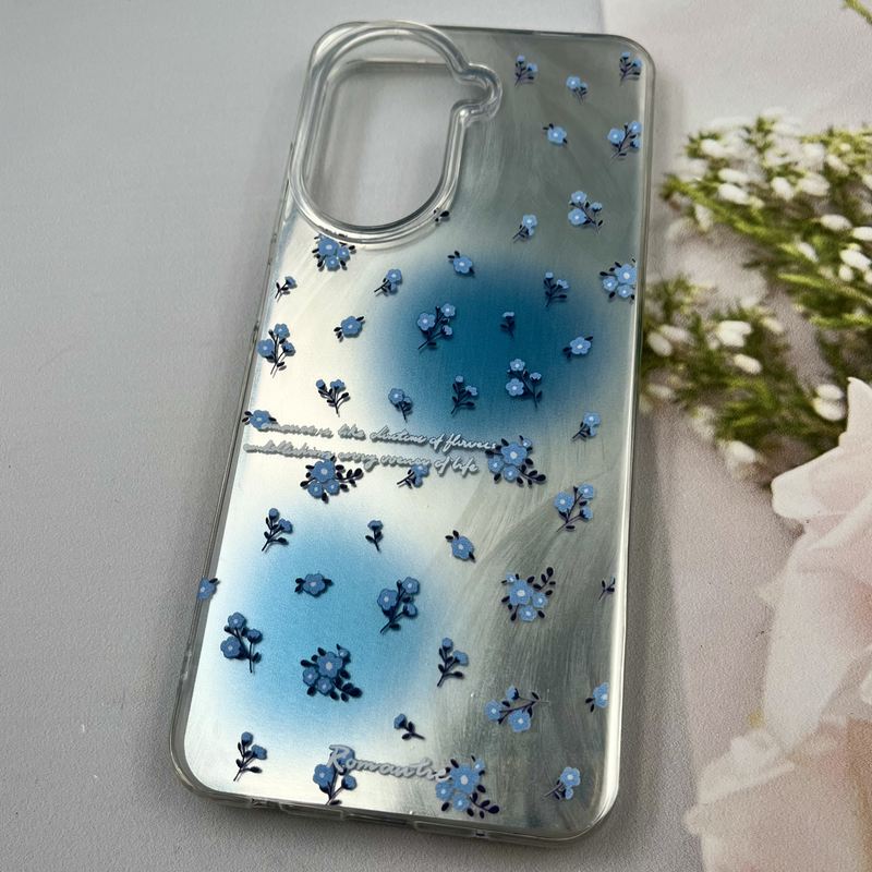 قاب گوشی Redmi A5 / Poco C71 شیائومی Luxury Case ایربگ دار براش طرح شکوفه آبی لنز برجسته کد 599943 - Image 2