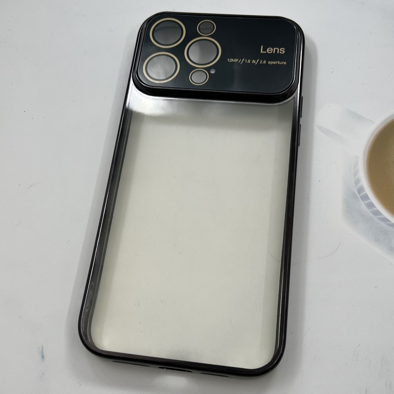 قاب گوشی iPhone 14 Pro Max آیفون Camera Lens شفاف محافظ لنز دار گلسی دور مشکی کد 622516 - Image 2