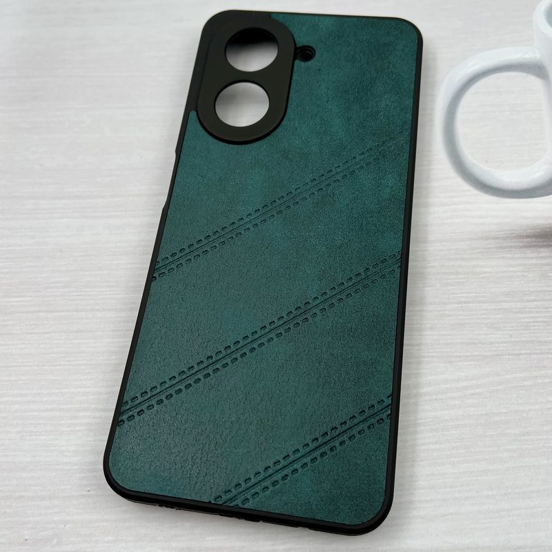 قاب گوشی Redmi A5 / Poco C71 شیائومی چرمی دور سیلیکونی کلاسیک طرح دوخت مورب محافظ لنز دار سبز کد 637459 - Image 2