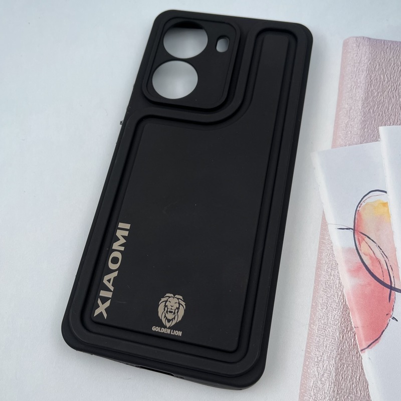قاب گوشی Poco X7 Pro شیائومی Solid Case سیلیکونی Golden Lion منحنی محافظ لنز دار مشکی کد 790941 - Image 2