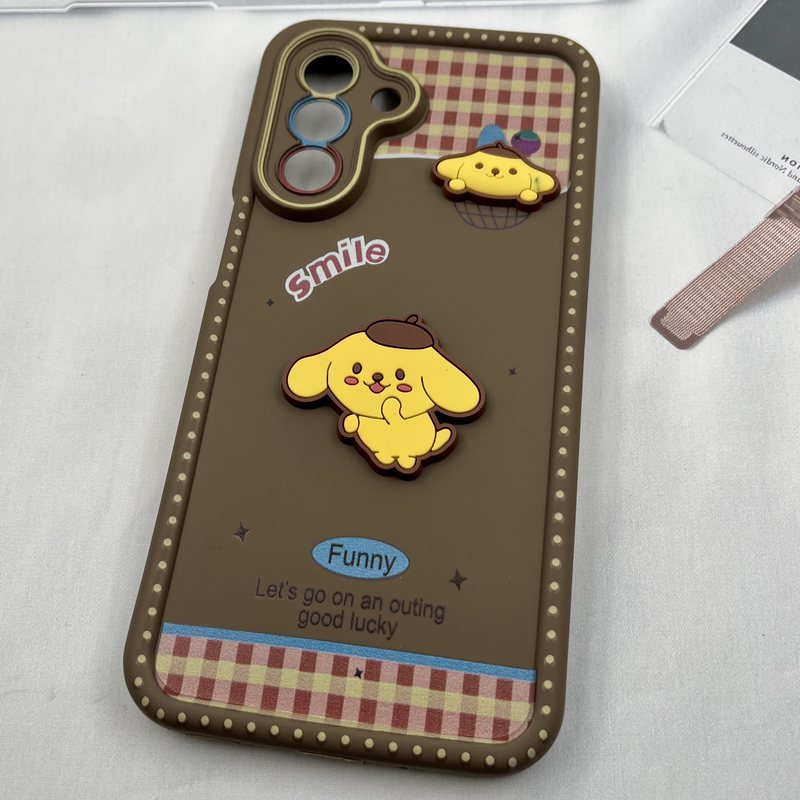 قاب گوشی Galaxy A17 سامسونگ Happy Case عروسکی برجسته محافظ لنز دار Cute سگ قهوه ای کد 81037 - Image 2