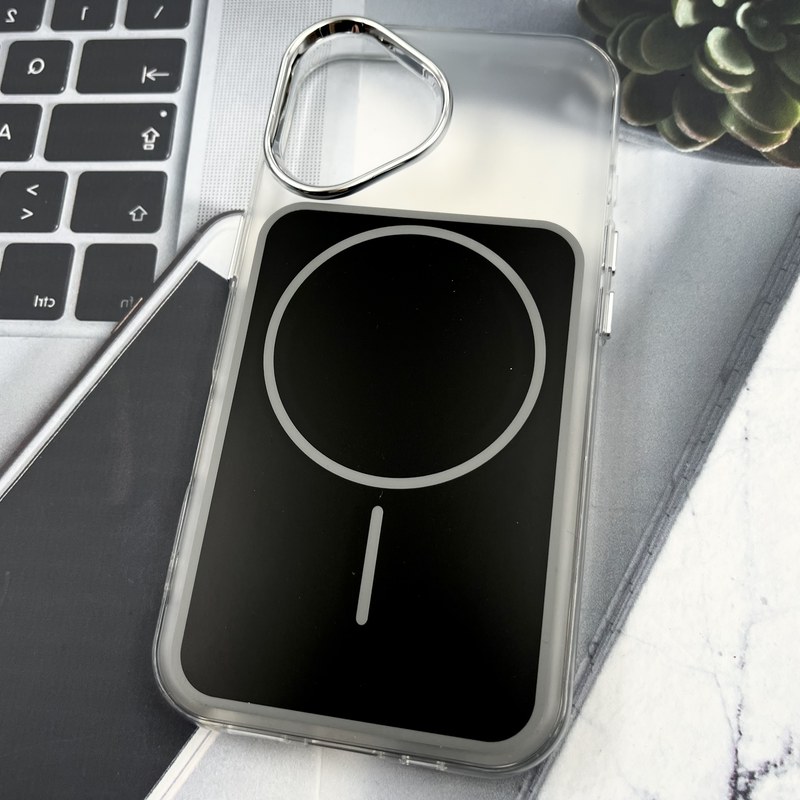 قاب گوشی iPhone 16 آیفون Unique Case مگ سیف Magsafe اورجینال مات لنز Silver برجسته مشکی کد 830327 - Image 2