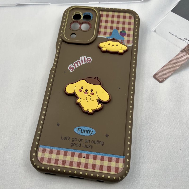 قاب گوشی Galaxy A12 / Galaxy M12 سامسونگ Happy Case عروسکی برجسته محافظ لنز دار Cute سگ قهوه ای کد 89075 - Image 2