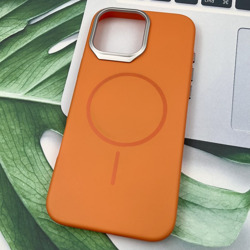 قاب گوشی iPhone 16 Pro Max آیفون Stylish Case سیلیکون مگ سیف Magsafe اورجینال لنز کروم نارنجی کد 913309 - Image 2