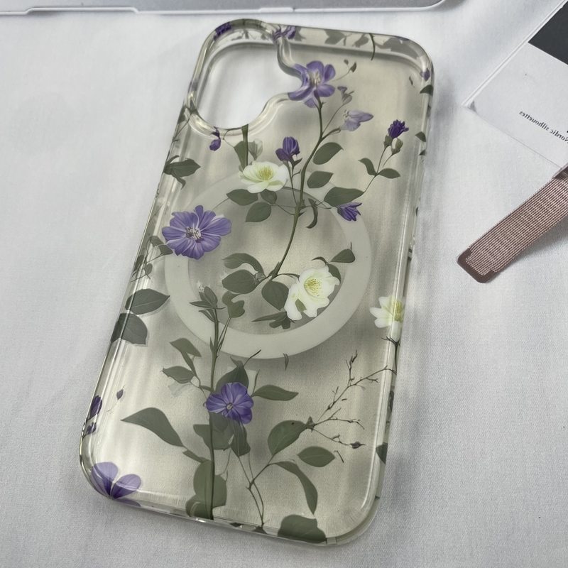 قاب گوشی iPhone 16 آیفون شفاف Flower Case مگ سیف Magsafe اورجینال طرح گل کد 944276 - Image 2