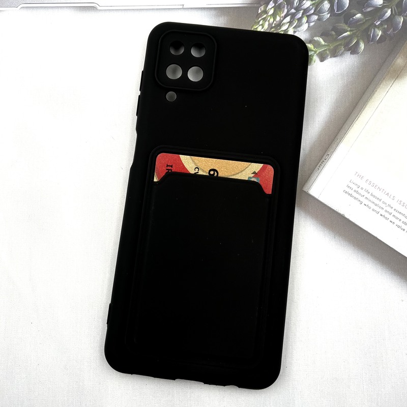 قاب گوشی Galaxy A12 / Galaxy M12 سامسونگ Wallet Case سیلیکونی جاکارتی داخل مخمل مشکی محافظ لنز دار کد 21662 - Image 2