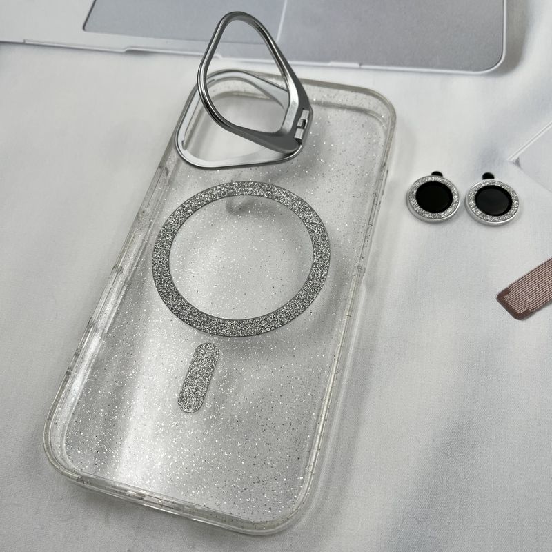 قاب گوشی iPhone 16 آیفون شفاف مگ سیف Magsafe اورجینال اکلیلی BRACKEI محافظ لنز دار رینگی استند شو کد 221559 - Image 2
