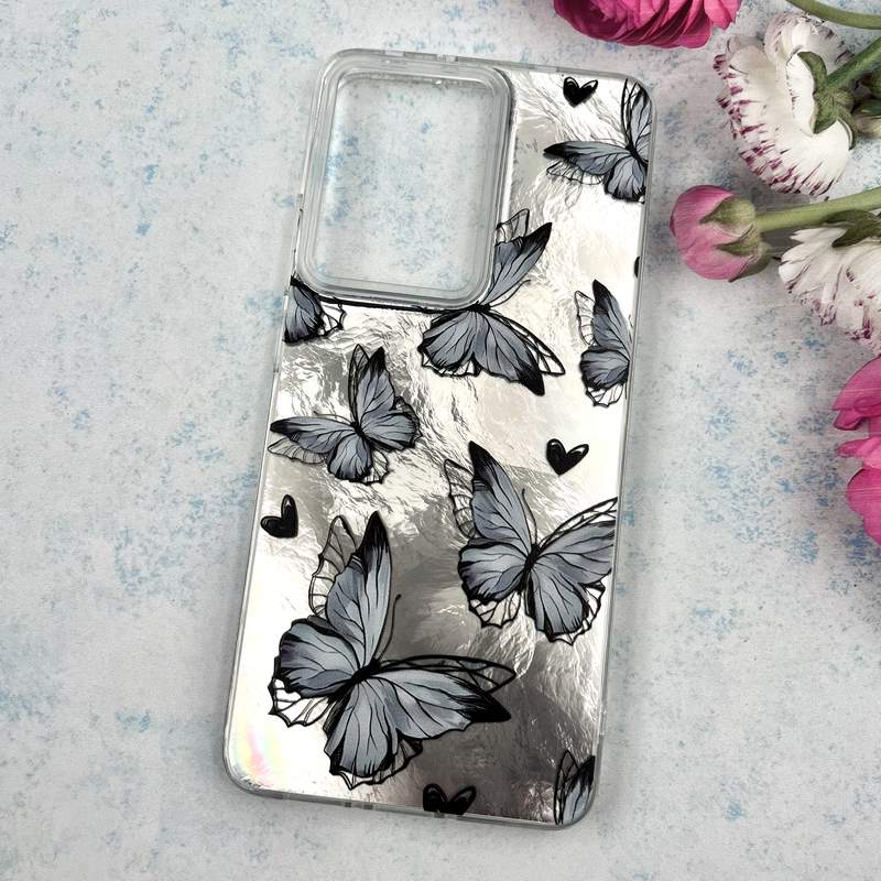 قاب گوشی Poco X7 Pro شیائومی Brush Case اطلسی Silver طرح پروانه آبی کد 341895 - Image 2