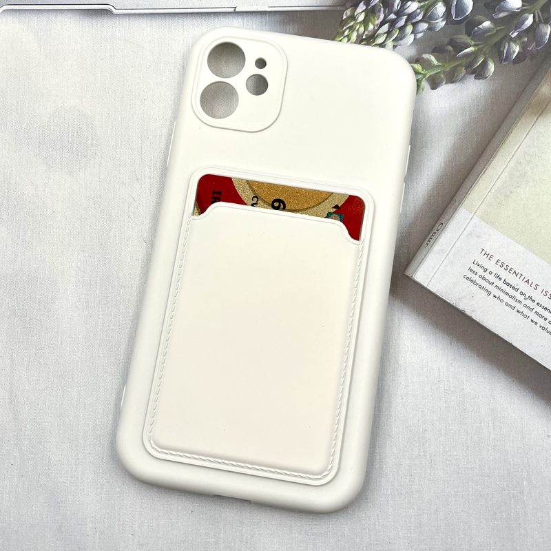 قاب گوشی iPhone 11 آیفون Wallet Case سیلیکونی جاکارتی داخل مخمل سفید محافظ لنز دار کد 40579 - Image 2