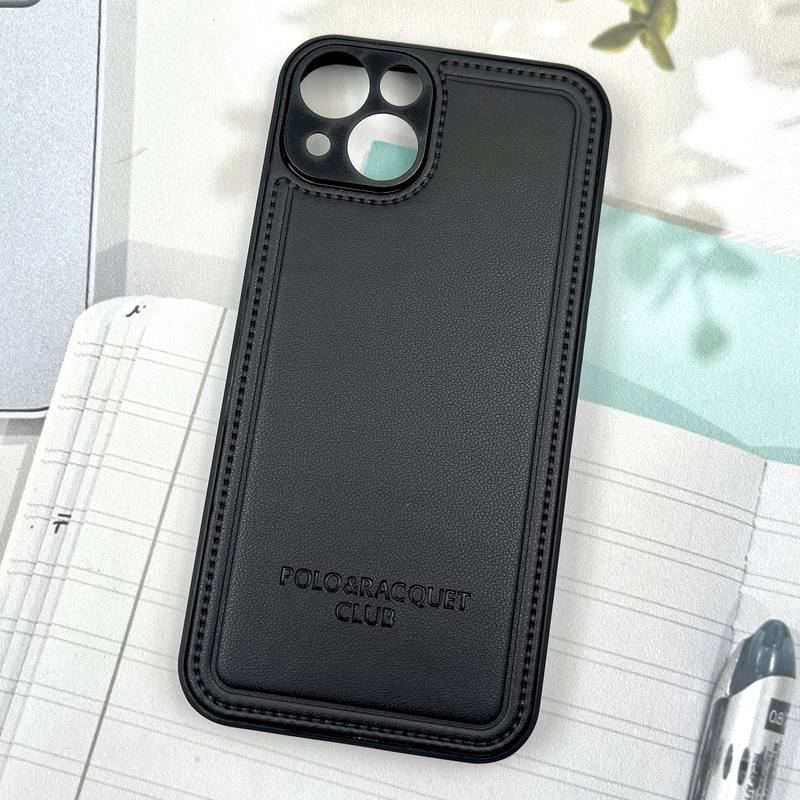 قاب گوشی iPhone 13 آیفون چرمی طرح دوخت POLO پولو کلاسیک محافظ لنز دار مشکی کد 459238 - Image 2