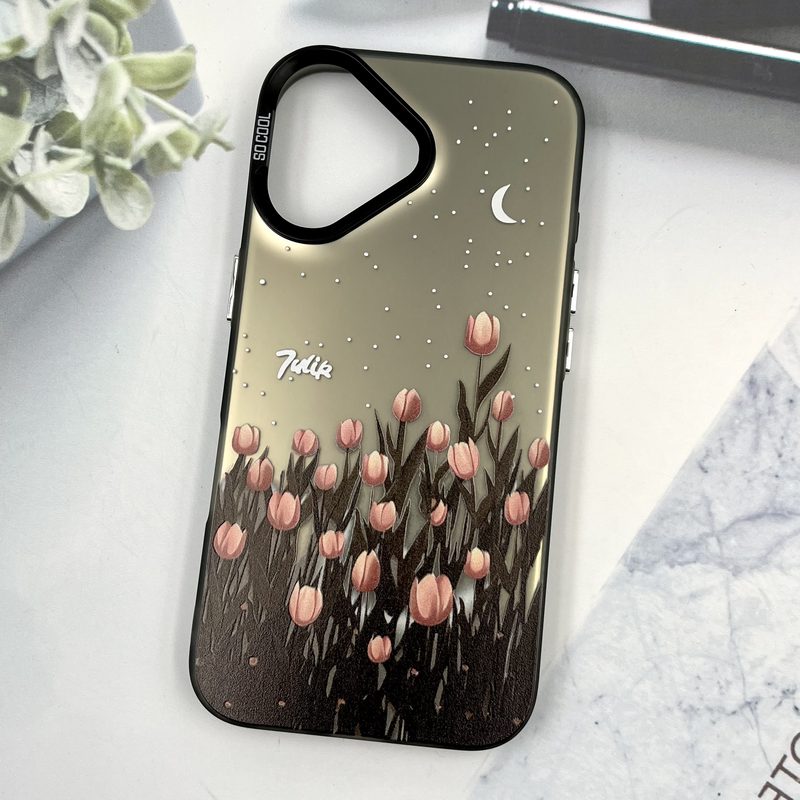 قاب گوشی iPhone 16 آیفون New So Cool اورجینال کروم لنز برجسته طرح گل لاله صورتی کد 472487 - Image 2