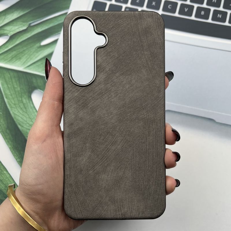 قاب گوشی Galaxy S24 FE سامسونگ چرمی داخل پاچه ای Polo Santa Barbara اورجینال کلاسیک لنز Metal تیتانیوم کد 510155
