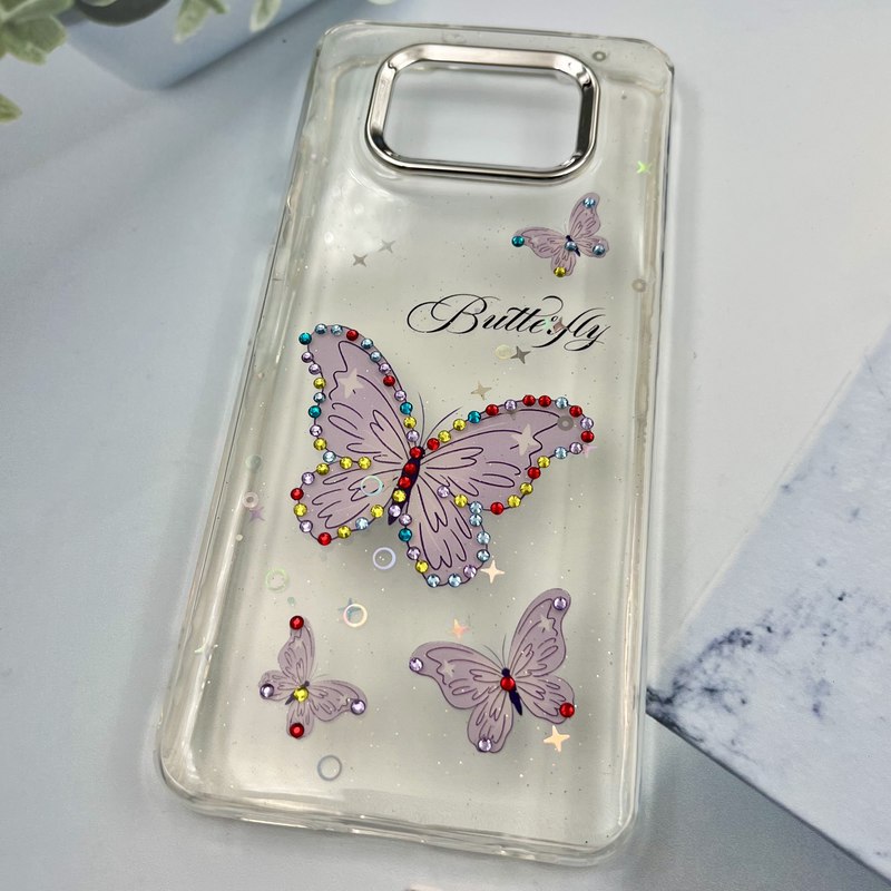 قاب گوشی Poco X3 / Poco X3 NFC / Poco X3 Pro شیائومی شفاف Lux Case شاین نگین دار لنز Silver طرح پروانه کد 54220 - Image 2