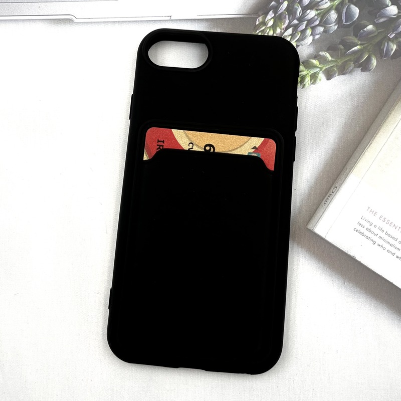 قاب گوشی iPhone 7 / iPhone 8 / iPhone SE 2020 / iPhone SE 2022 آیفون Wallet Case سیلیکونی جاکارتی داخل مخمل مشکی کد 55702 - Image 2