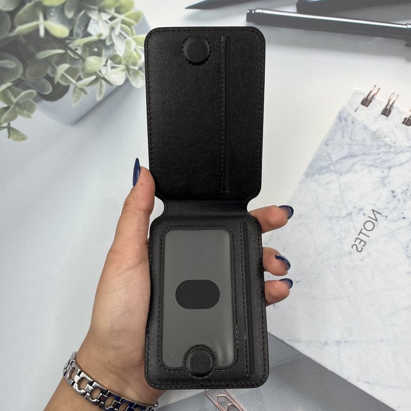 جاکارتی ولت چرمی اورجینال تاشو مگنتی مگ سیف Leather Magsafe Wallet مشکی کد 560582 - Image 2