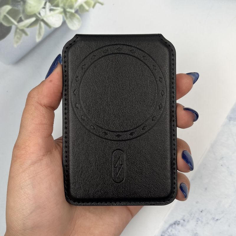 جاکارتی ولت چرمی اورجینال تاشو مگنتی مگ سیف Leather Magsafe Wallet مشکی کد 560582 - Image 3