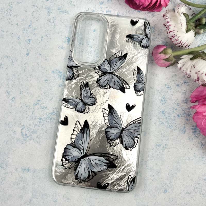 قاب گوشی Redmi Note 11 4G / Redmi Note 11S شیائومی Brush Case اطلسی Silver طرح پروانه کد 565320 - Image 2