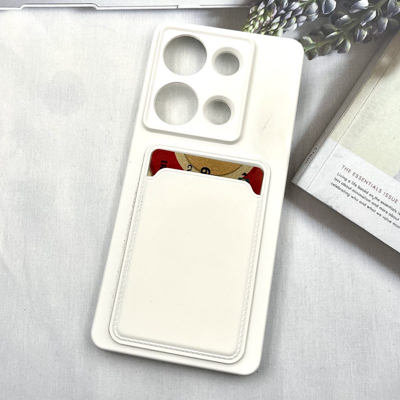 قاب گوشی Redmi Note 14S / Redmi Note 13 Pro 4G / Poco M6 Pro 4G شیائومی Wallet Case سیلیکونی جاکارتی داخل مخمل سفید محافظ لنز دار کد 67057 - Image 2