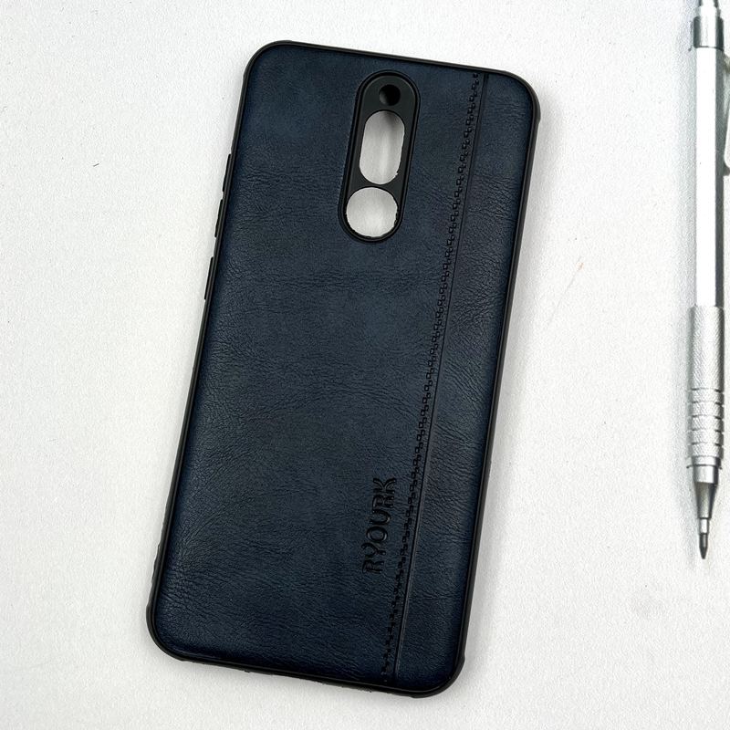 قاب گوشی Redmi 8 شیائومی چرمی طرح دوخت RYOURK کلاسیک ایربگ دار سرمه ای محافظ لنز دار کد 67409 - Image 2