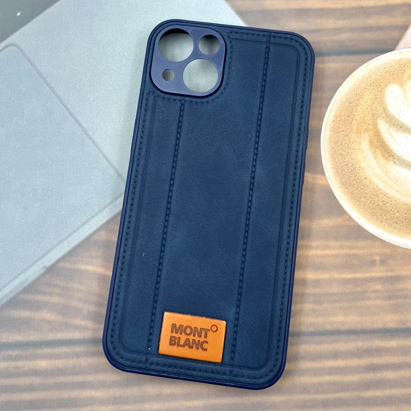 قاب گوشی iPhone 13 آیفون شفاف Mont Blanc طرح دوخت چرم کلاسیک محافظ لنز دار سرمه ای کد 823884 - Image 2