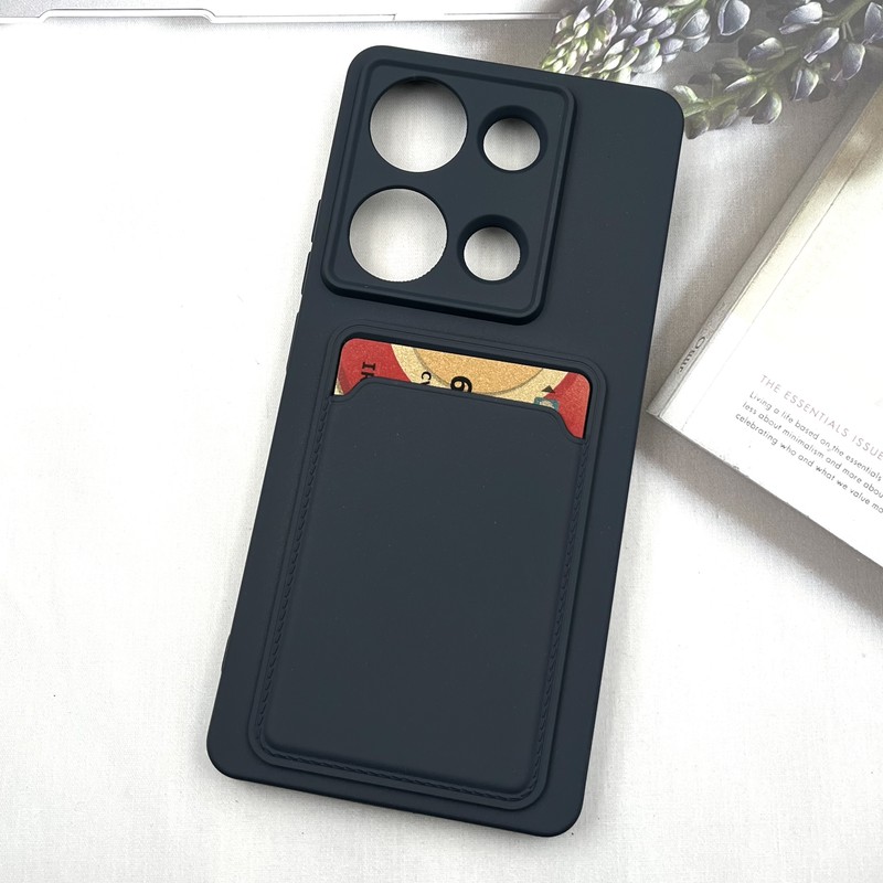 قاب گوشی Redmi Note 14S / Redmi Note 13 Pro 4G / Poco M6 Pro 4G شیائومی Wallet Case سیلیکونی جاکارتی داخل مخمل سرمه ای محافظ لنز دار کد 84203 - Image 2