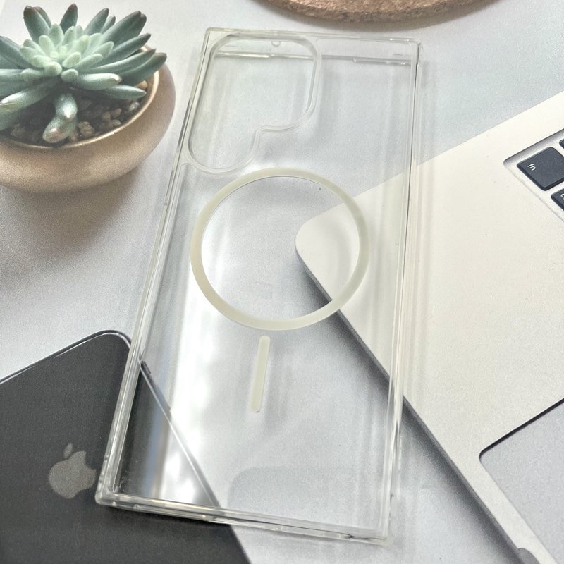 قاب گوشی Galaxy S23 Ultra سامسونگ Magnetic Case شفاف مگ سیف Magsafe اورجینال ایربگ دار سفید کد 892890 - Image 2