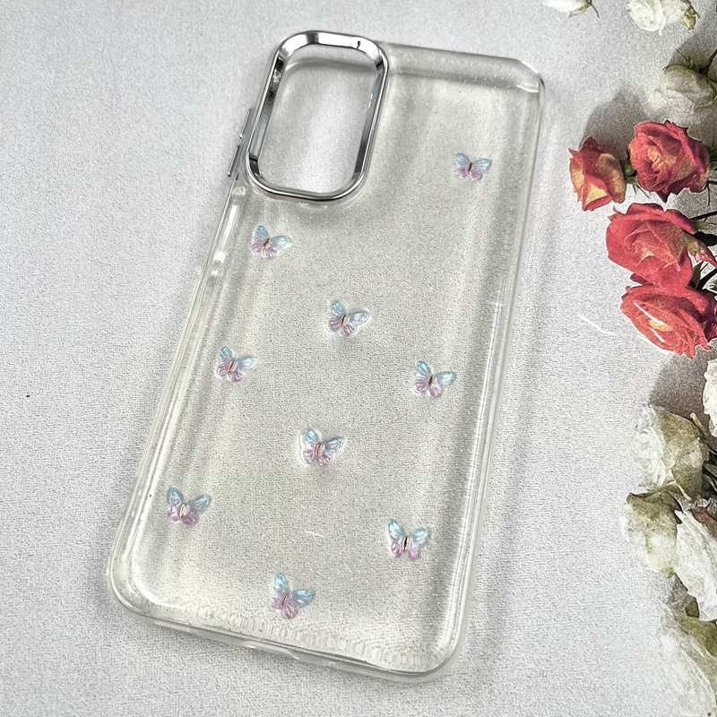 قاب گوشی Galaxy A16 سامسونگ Luxury Case سوپر شاین لنز Silver پروانه رنگی کد 488143 - Image 2