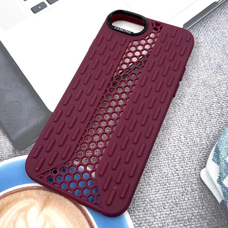 قاب گوشی iPhone 7 / iPhone 8 / iPhone SE 2020 / iPhone SE 2022 آیفون Honeycomb Case سیلیکونی طرح کندویی لنز برجسته ضد ضربه زرشکی کد 102618 - Image 2