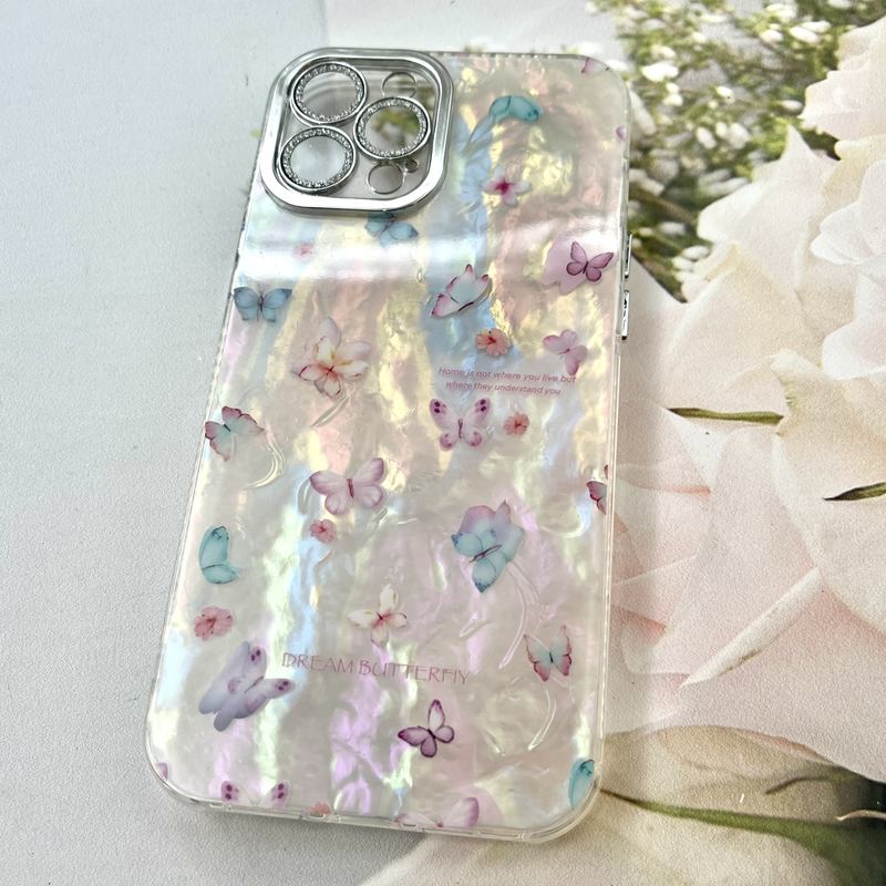 قاب گوشی iPhone 12 Pro Max آیفون iCe Case پینترستی طرح گل یخی ضد ضربه محافظ لنز دار سواروسکی گلسی کد 104223 - Image 2