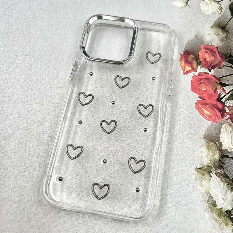 قاب گوشی iPhone 15 Pro Max آیفون Luxury Case سوپر شاین لنز Silver قلب کد 111919 - Image 2