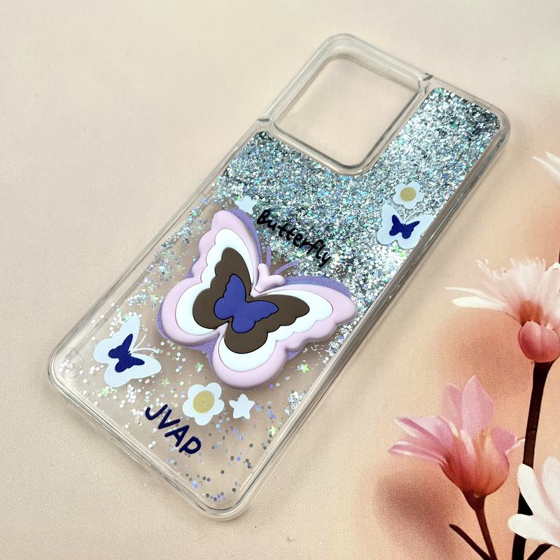 قاب گوشی Redmi 13C / Poco C65 شیائومی Glitter Case آکواریومی شفاف عروسکی برجسته اکلیلی طرح پروانه کد 113290 - Image 2