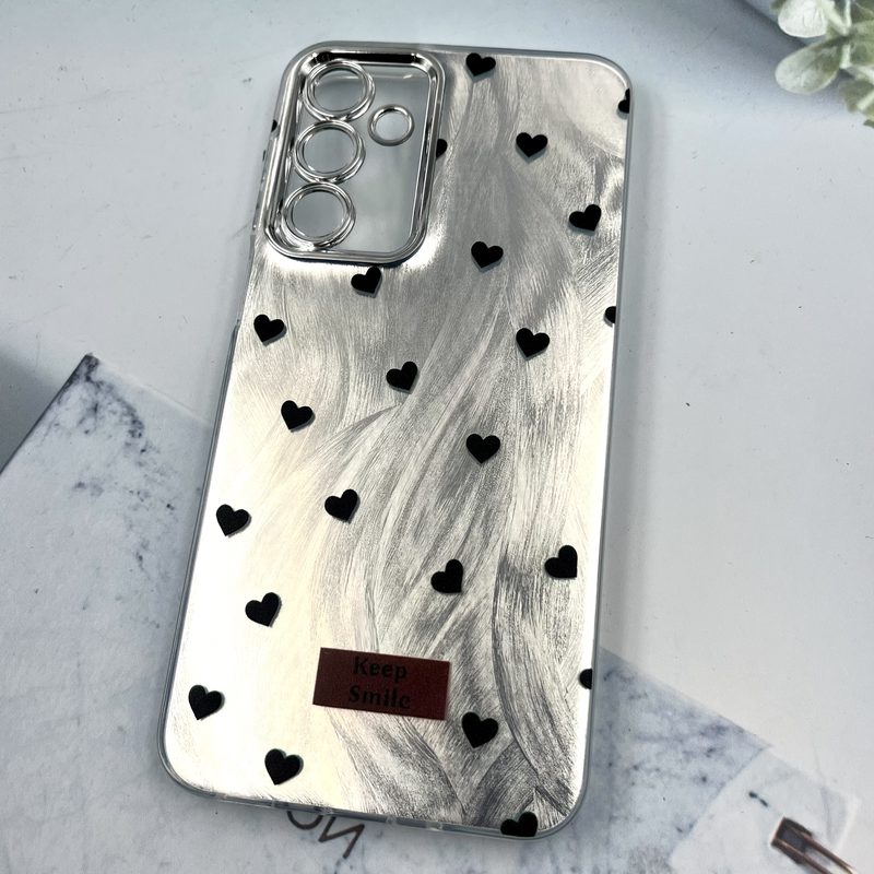 قاب گوشی Galaxy A16 سامسونگ Brush Cover اطلسی Silver محافظ لنز دار طرح قلب کد 119023 - Image 2
