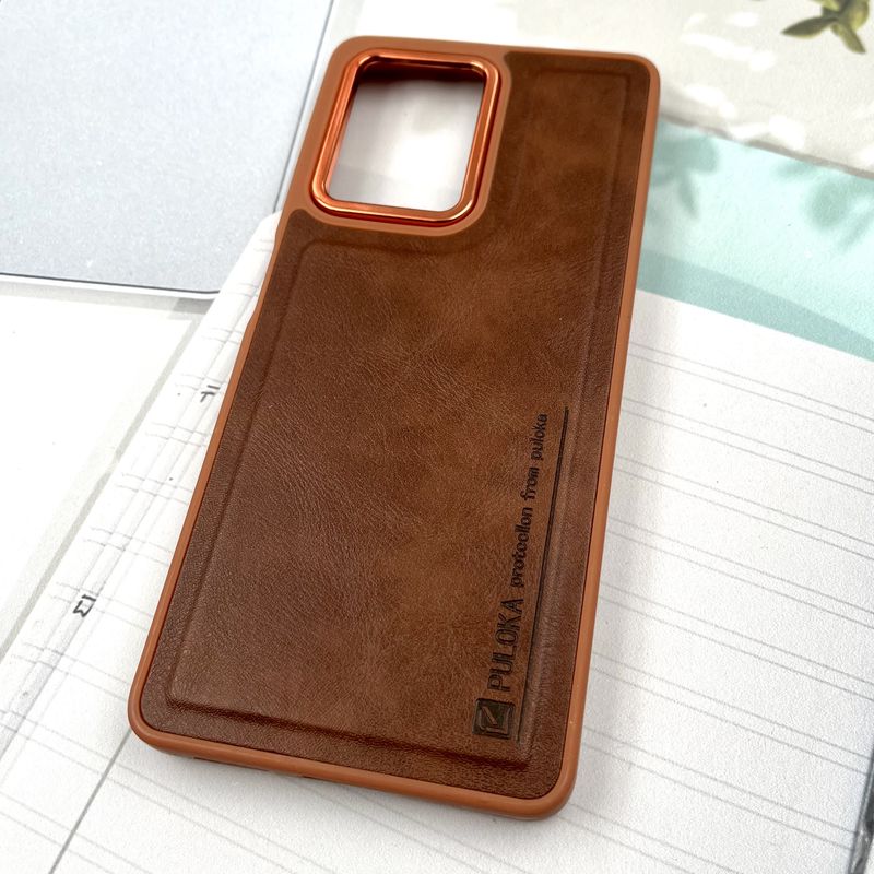 قاب گوشی Redmi Note 12 Pro Plus شیائومی چرم Puloka Design اورجینال داخل پارچه ای لنز Metal عسلی کد 125811 - Image 2