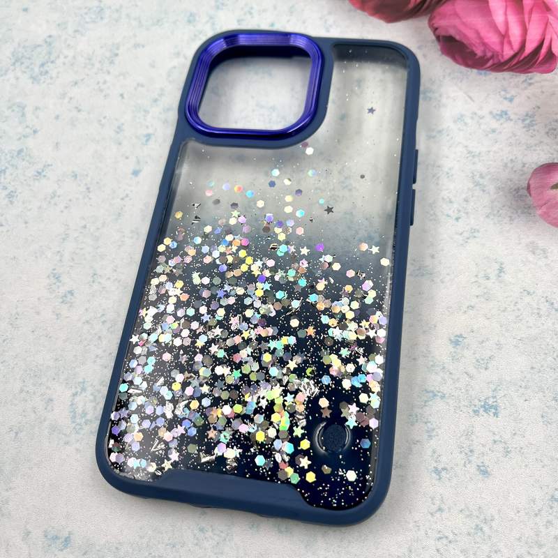 قاب گوشی iPhone 13 Pro آیفون شفاف دور سیلیکونی اکلیلی طرح ستاره رنگی لنز برجسته سرمه ای کد 127168 - Image 2