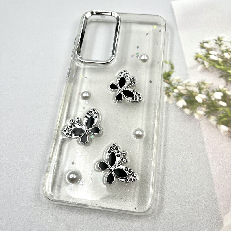قاب گوشی Galaxy A33 سامسونگ Star Butterfly شاین لنز Silver پروانه برجسته لوکس مشکی کد 131246 - Image 2