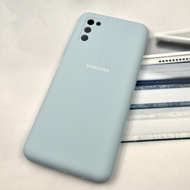 قاب گوشی Galaxy A02S / Galaxy A03S سامسونگ سیلیکونی پاک کنی اورجینال داخل پارچه ای رنگ آبی روشن محافظ لنز دار کد 131446 - Image 2