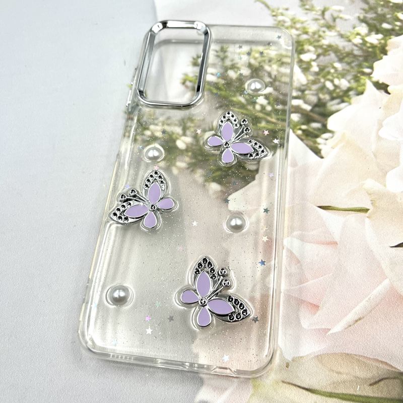 قاب گوشی Galaxy A13 4G / Galaxy A04S سامسونگ Star Butterfly شاین لنز Silver پروانه برجسته لوکس یاسی کد 134252 - Image 2