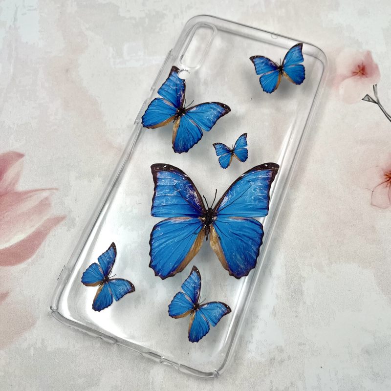 قاب گوشی Galaxy A70 / Galaxy A70S سامسونگ Art Case شفاف Slim طرح پروانه آبی کد 139352 - Image 2