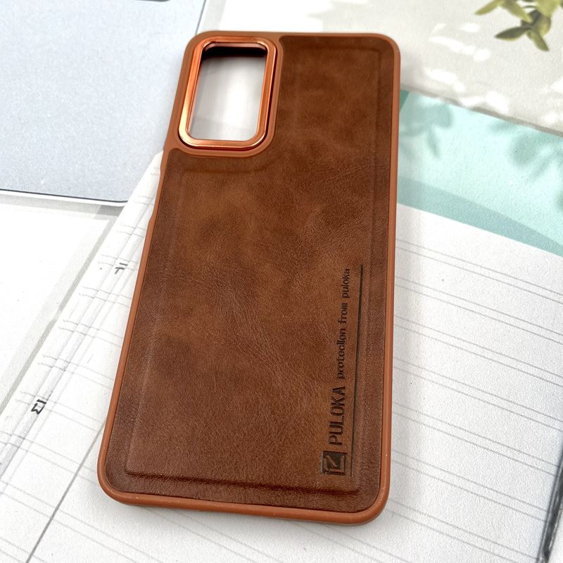 قاب گوشی Redmi Note 11 Pro / Redmi Note 12 Pro 4G شیائومی چرم Puloka Design اورجینال داخل پارچه ای لنز Metal عسلی کد 141471 - Image 2