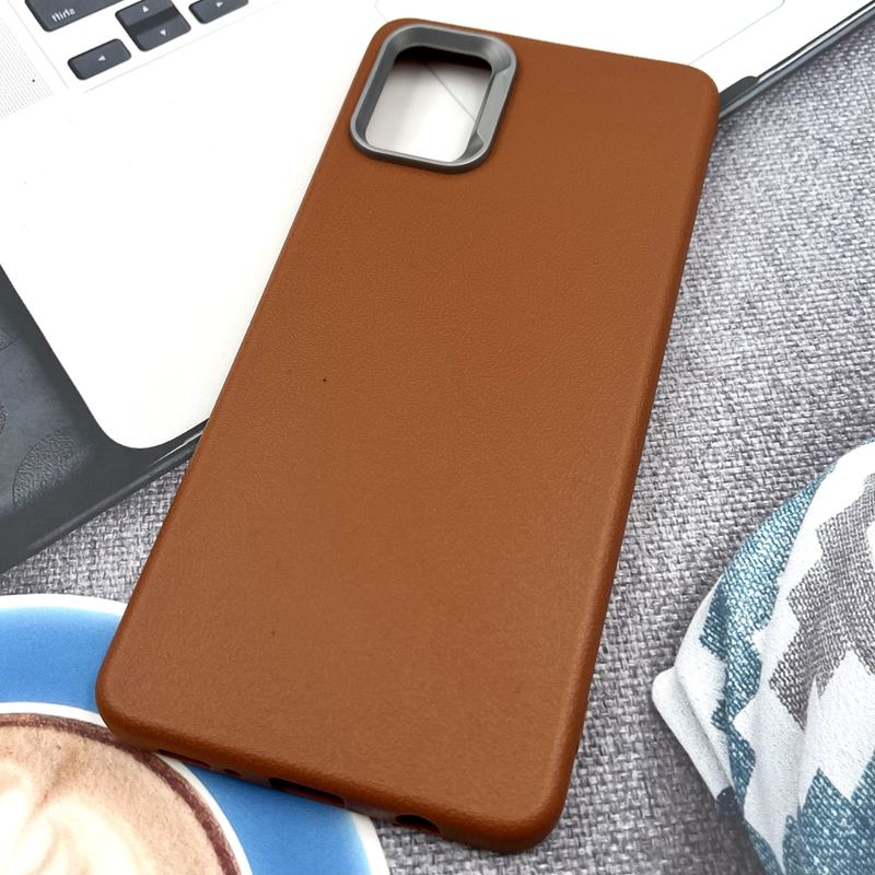 قاب گوشی Galaxy A51 سامسونگ Texture سیلیکونی Leather Case لنز کرومی عسلی کد 146556 - Image 2