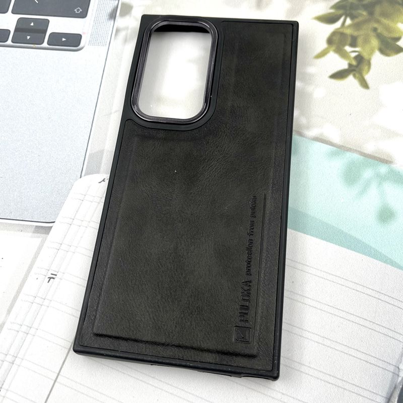 قاب گوشی Galaxy S23 Ultra سامسونگ چرم Puloka Design اورجینال داخل پارچه ای لنز Metal مشکی کد 146898 - Image 2