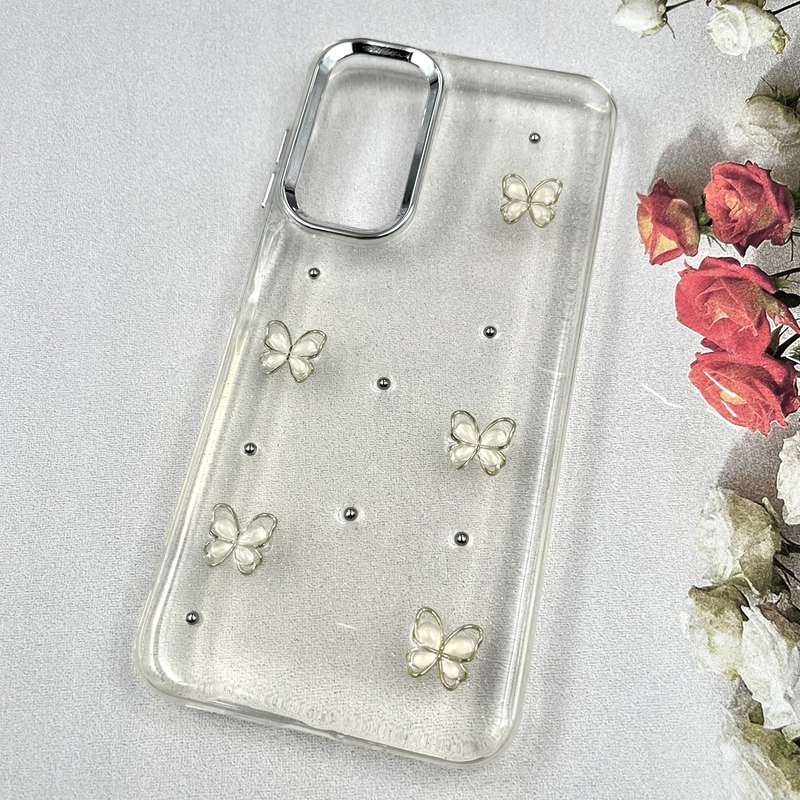 قاب گوشی Galaxy A16 سامسونگ Luxury Case سوپر شاین لنز Silver پروانه سفید کد 148305 - Image 2