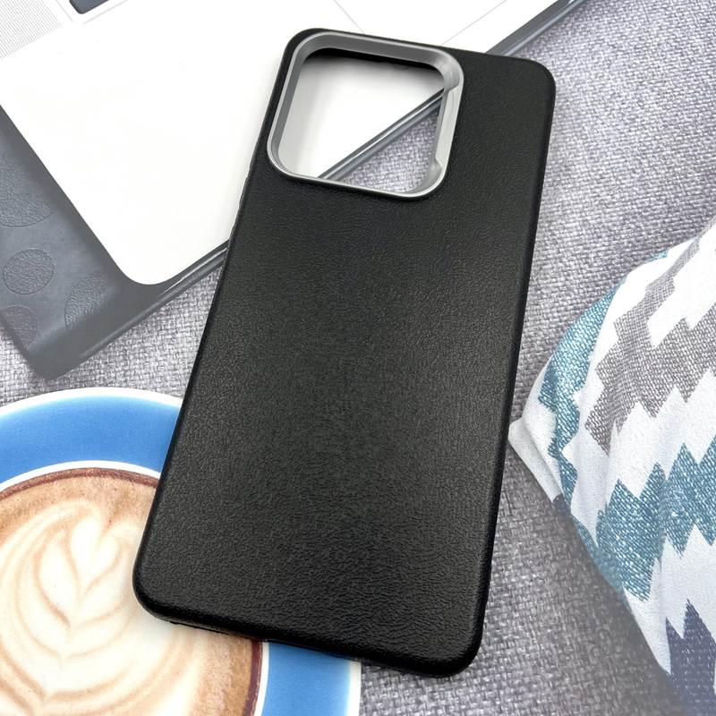قاب گوشی Redmi Note 13 4G شیائومی Texture سیلیکونی Leather Case لنز کرومی مشکی کد 149627 - Image 2