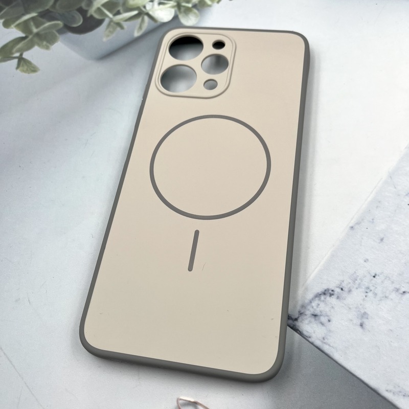 قاب گوشی Redmi 12 / Poco M6 Pro 5G شیائومی سیلیکونی Soft Case پاستلی طرح مگ سیف Magsafe محافظ لنز دار کرم کد 151468 - Image 2