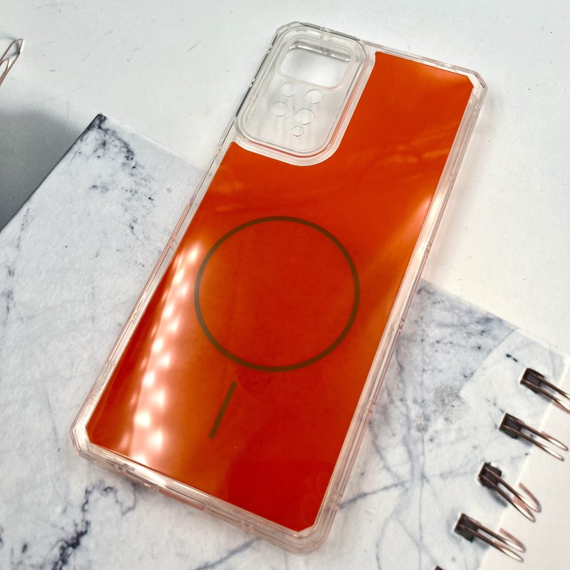قاب گوشی Redmi Note 11 Pro / Redmi Note 12 Pro 4G شیائومی Clear Cover طرح مگ سیف Magsafe ایربگ دار ضد ضربه نارنجی محافظ لنز دار کد 151634 - Image 2