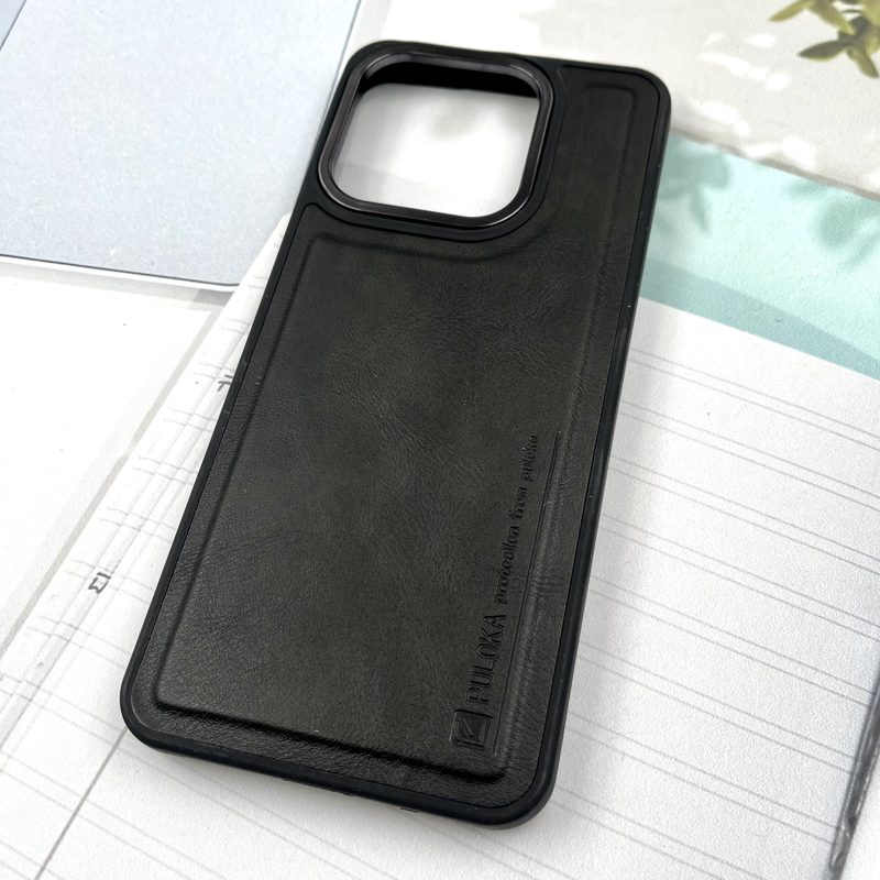 قاب گوشی Redmi 12C / Poco C55 / Redmi 11A شیائومی چرم Puloka Design اورجینال داخل پارچه ای لنز Metal مشکی کد 153589 - Image 2